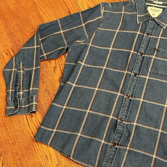 XXL Abercrombie And Fitch Men's Blue Plaid Shirt - Picture 3 of 11